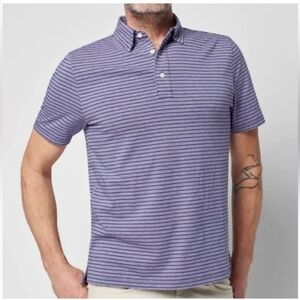 Faherty Purple Movement Polo Striped Henley Tee Shirt Men's Lrg